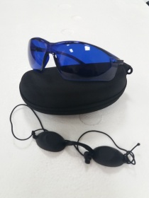 Комплект: профессиональные защитные очки для лазерной эпиляции (синие) + очки пациента